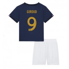 Frankrike Olivier Giroud #9 Hjemmedraktsett Barn VM 2022 Kortermet (+ korte bukser)